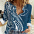 Kia Orana Cook Islands Women Casual Shirt Auika Plumeria Tropical Waves - Polynesian Pride