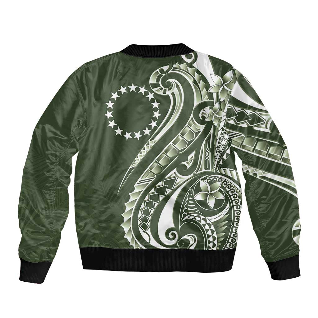 Kia Orana Cook Islands Bomber Jacket Matie Plumeria Tropical Waves - Polynesian Pride