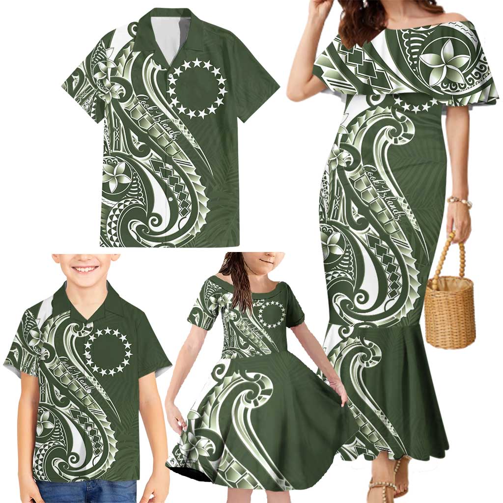 Kia Orana Cook Islands Family Matching Mermaid Dress and Hawaiian Shirt Matie Plumeria Tropical Waves - Polynesian Pride