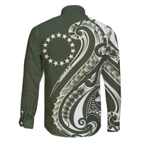 Kia Orana Cook Islands Family Matching Off The Shoulder Long Sleeve Dress and Hawaiian Shirt Matie Plumeria Tropical Waves - Polynesian Pride