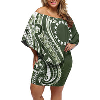 Kia Orana Cook Islands Family Matching Off Shoulder Short Dress and Hawaiian Shirt Matie Plumeria Tropical Waves - Polynesian Pride