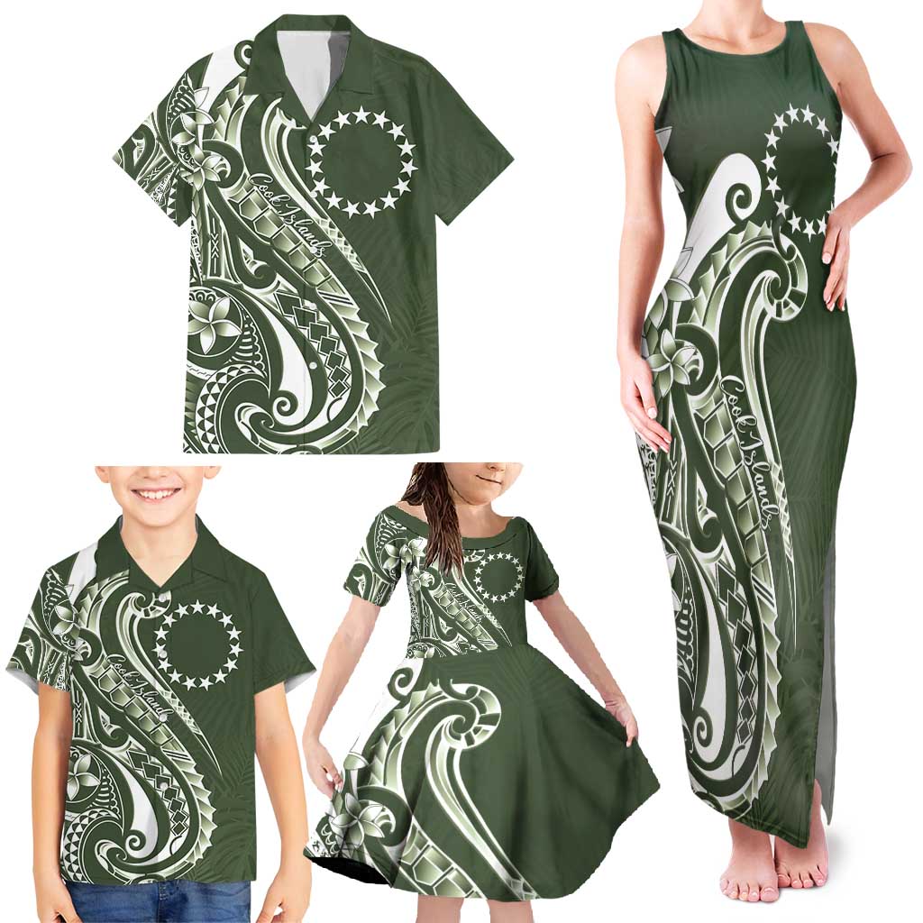Kia Orana Cook Islands Family Matching Tank Maxi Dress and Hawaiian Shirt Matie Plumeria Tropical Waves - Polynesian Pride