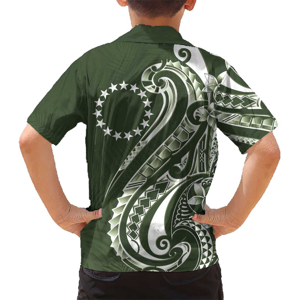 Kia Orana Cook Islands Kid Hawaiian Shirt Matie Plumeria Tropical Waves - Polynesian Pride