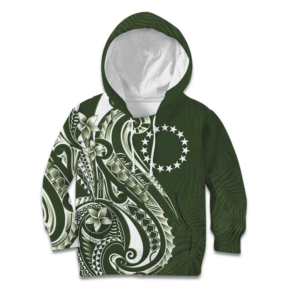 Kia Orana Cook Islands Kid Hoodie Matie Plumeria Tropical Waves - Polynesian Pride