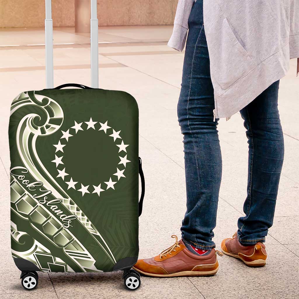 Kia Orana Cook Islands Luggage Cover Matie Plumeria Tropical Waves - Polynesian Pride