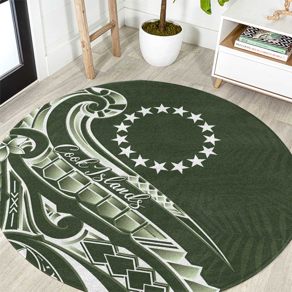 Kia Orana Cook Islands Round Carpet Matie Plumeria Tropical Waves - Polynesian Pride