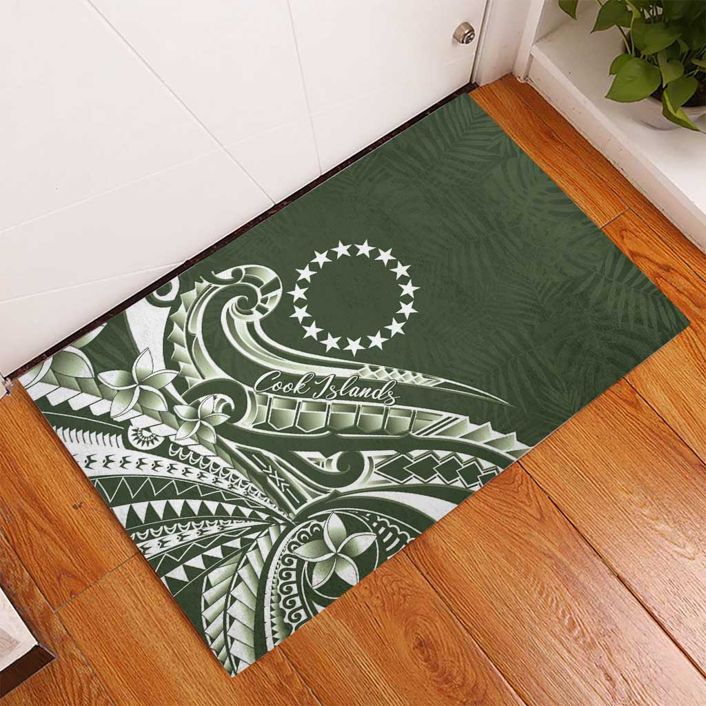 Kia Orana Cook Islands Rubber Doormat Matie Plumeria Tropical Waves - Polynesian Pride