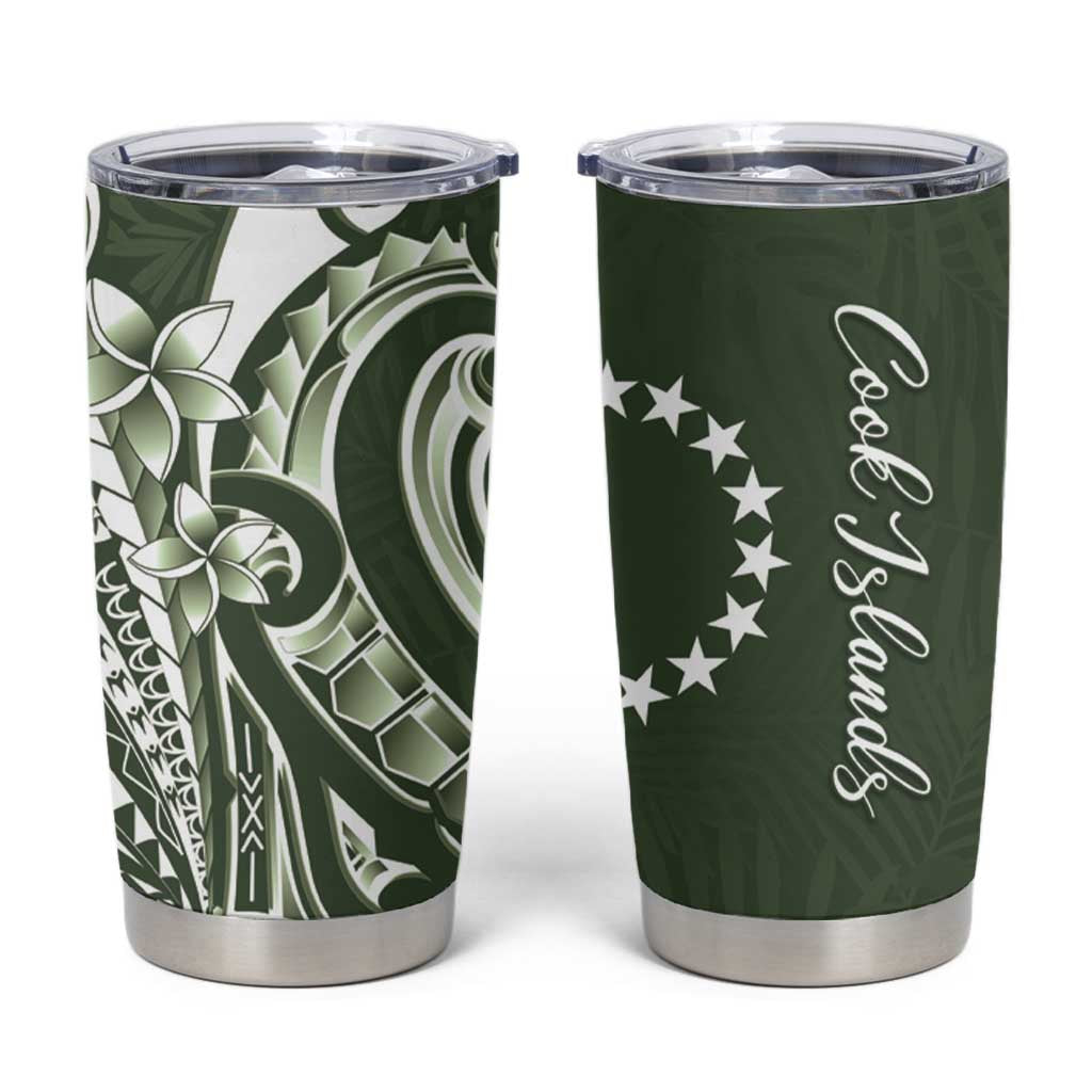 Kia Orana Cook Islands Tumbler Cup Matie Plumeria Tropical Waves - Polynesian Pride