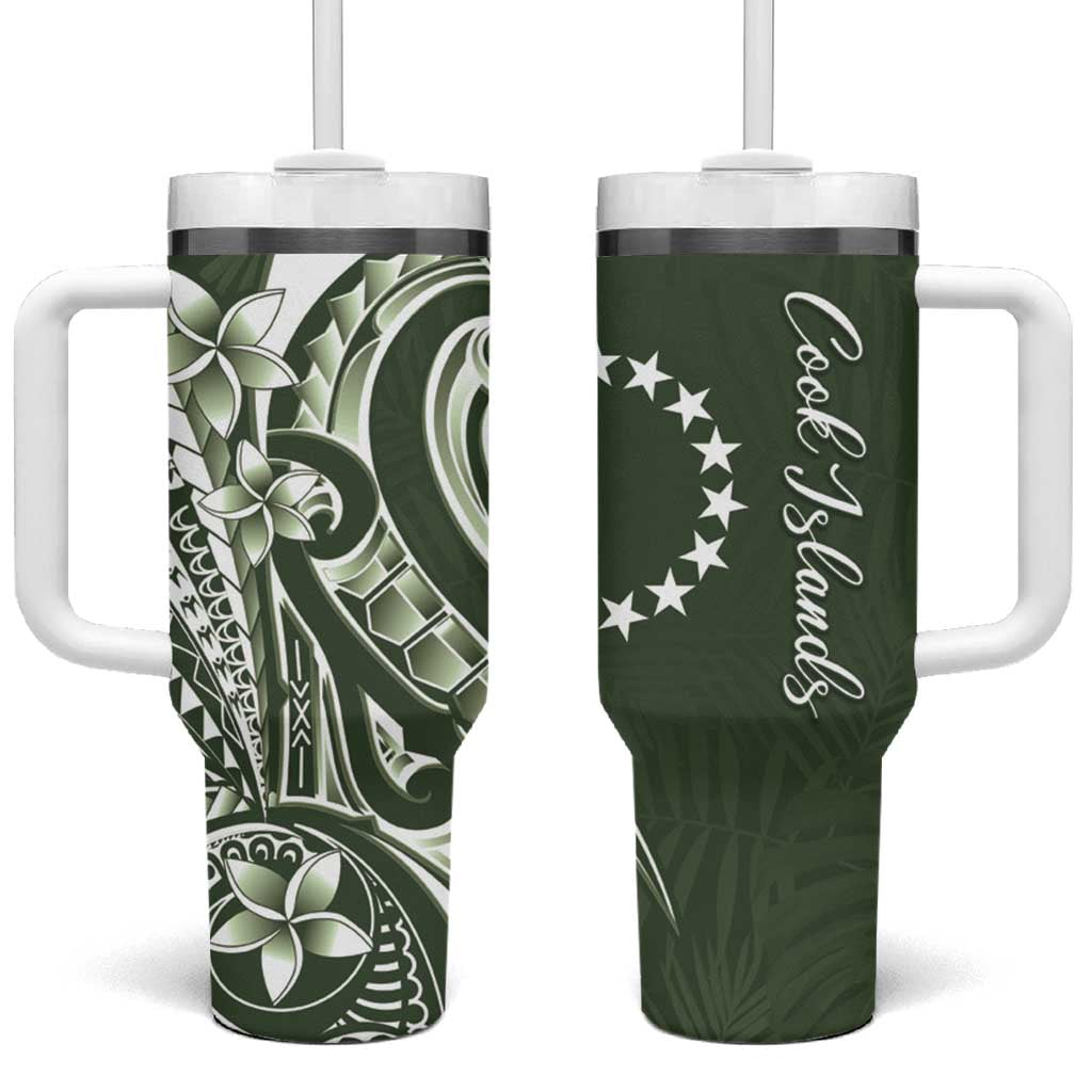 Kia Orana Cook Islands Tumbler With Handle Matie Plumeria Tropical Waves - Polynesian Pride