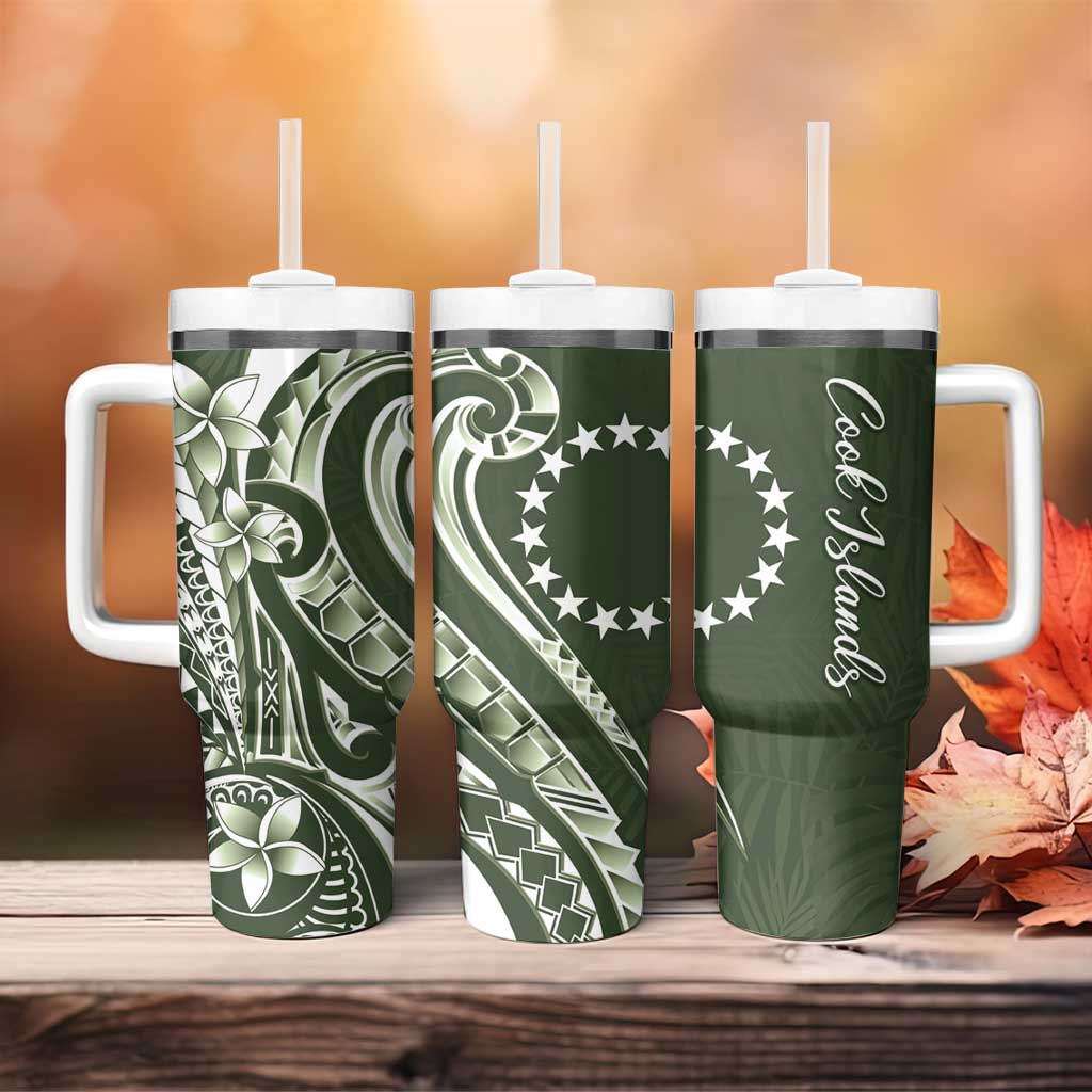 Kia Orana Cook Islands Tumbler With Handle Matie Plumeria Tropical Waves - Polynesian Pride