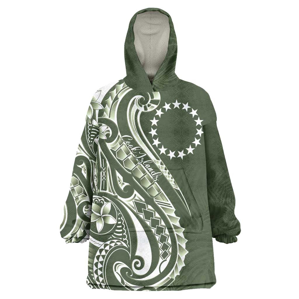 Kia Orana Cook Islands Wearable Blanket Hoodie Matie Plumeria Tropical Waves - Polynesian Pride