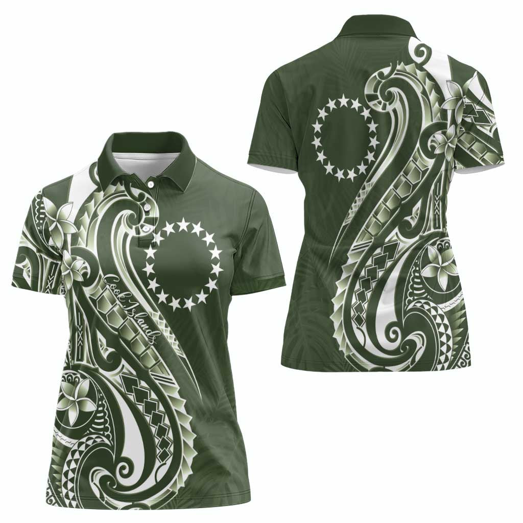 Kia Orana Cook Islands Women Polo Shirt Matie Plumeria Tropical Waves - Polynesian Pride