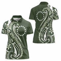 Kia Orana Cook Islands Women Polo Shirt Matie Plumeria Tropical Waves - Polynesian Pride