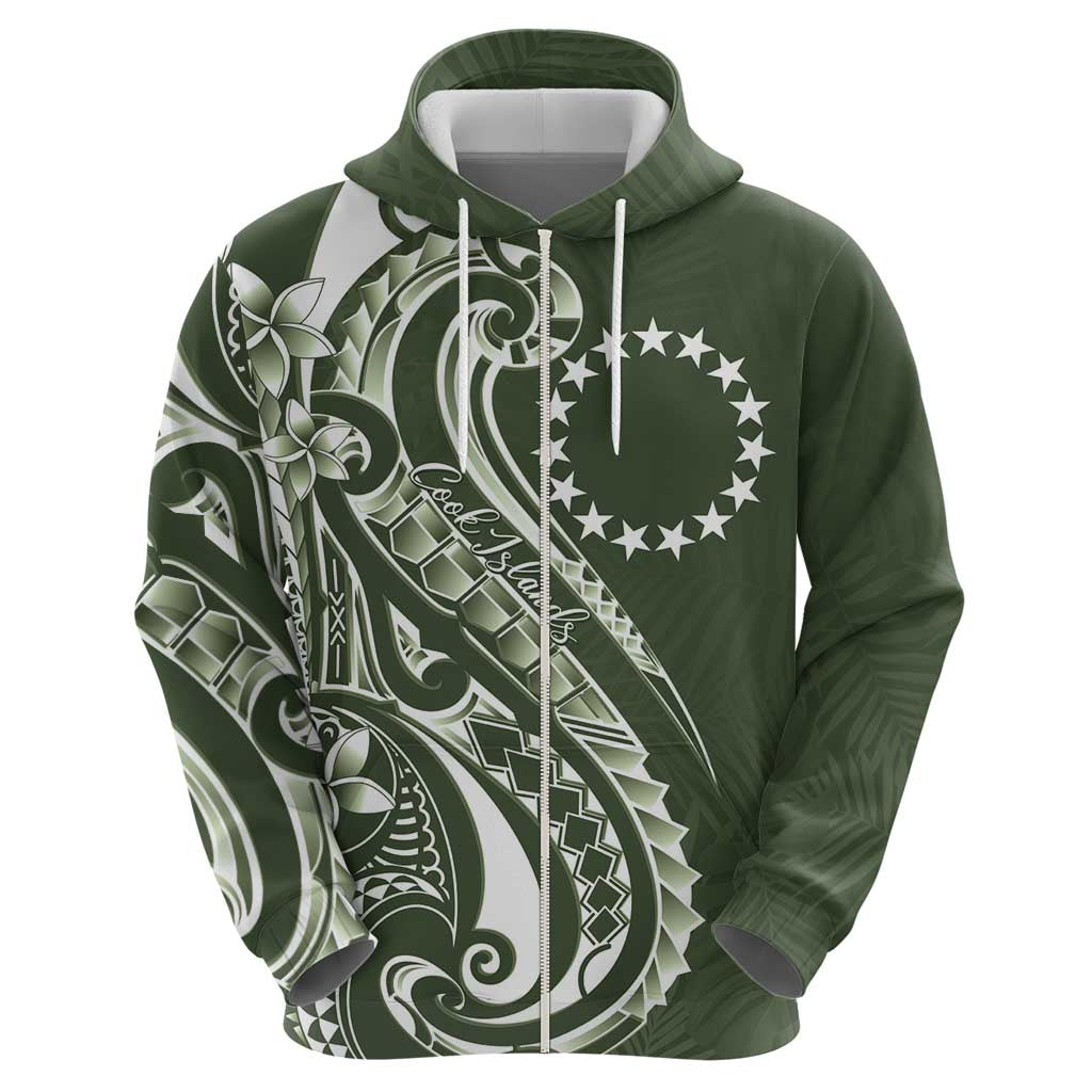 Kia Orana Cook Islands Zip Hoodie Matie Plumeria Tropical Waves - Polynesian Pride
