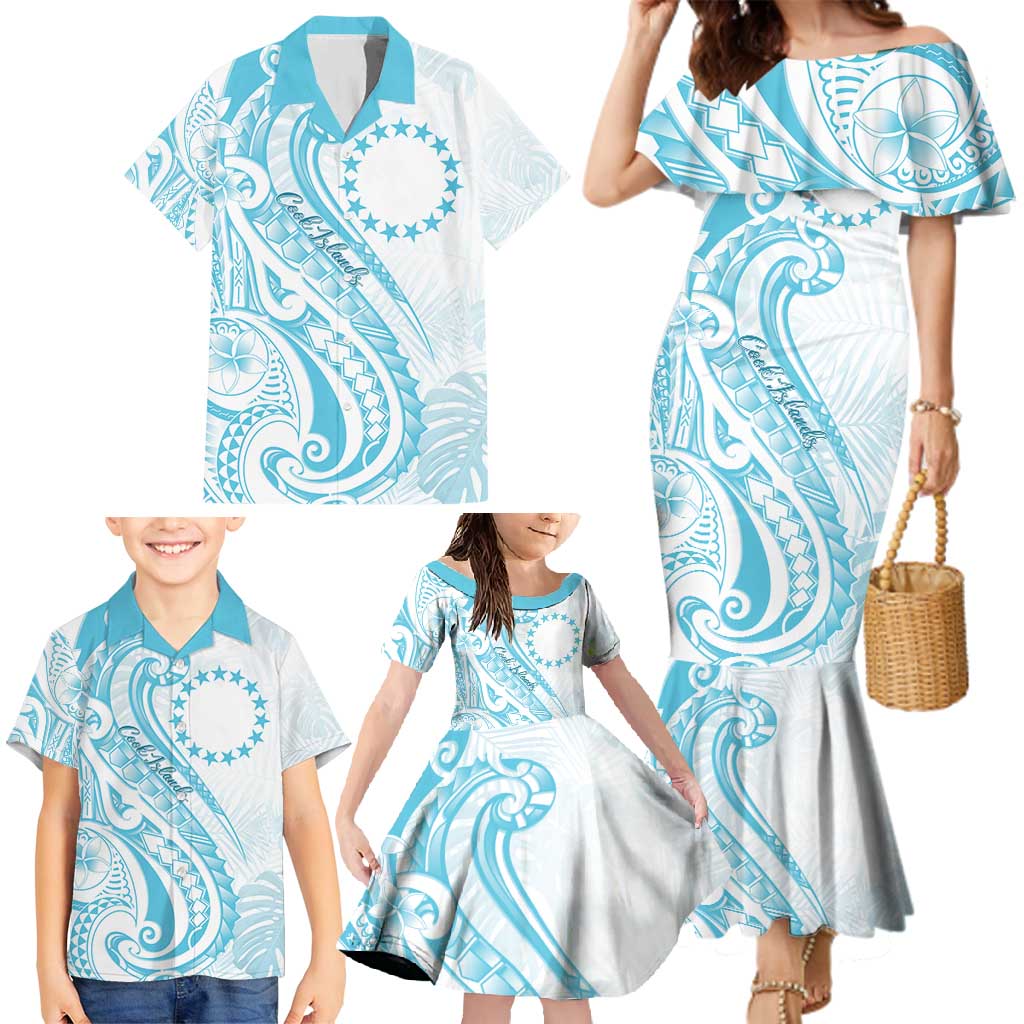 Kia Orana Cook Islands Family Matching Mermaid Dress and Hawaiian Shirt Moana Plumeria Tropical Waves - Polynesian Pride