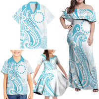 Kia Orana Cook Islands Family Matching Off Shoulder Maxi Dress and Hawaiian Shirt Moana Plumeria Tropical Waves - Polynesian Pride
