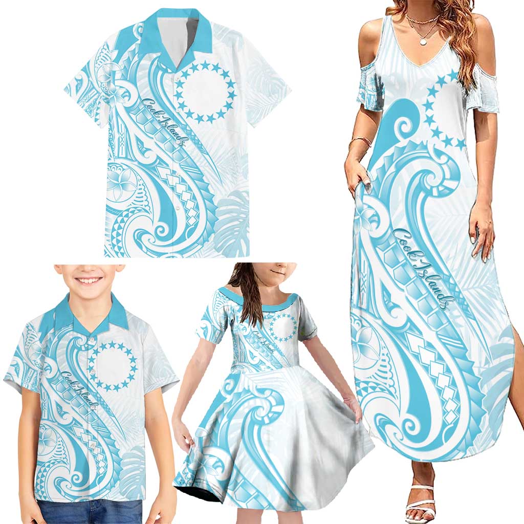 Kia Orana Cook Islands Family Matching Summer Maxi Dress and Hawaiian Shirt Moana Plumeria Tropical Waves - Polynesian Pride