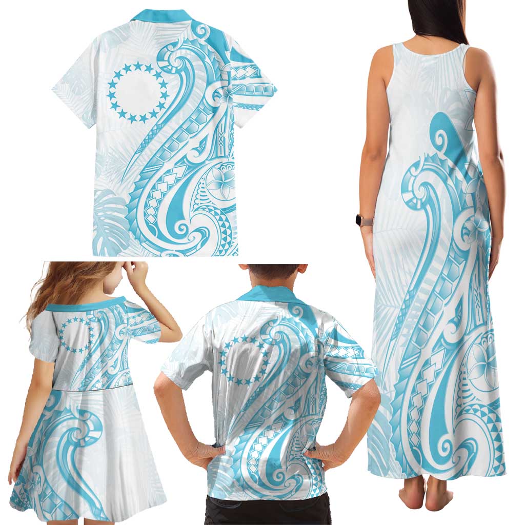 Kia Orana Cook Islands Family Matching Tank Maxi Dress and Hawaiian Shirt Moana Plumeria Tropical Waves - Polynesian Pride