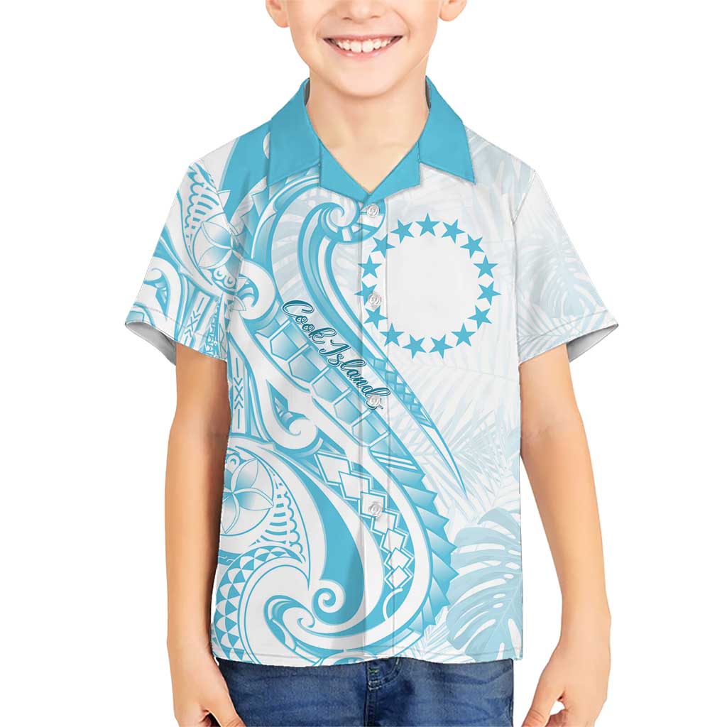 Kia Orana Cook Islands Kid Hawaiian Shirt Moana Plumeria Tropical Waves - Polynesian Pride