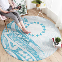 Kia Orana Cook Islands Round Carpet Moana Plumeria Tropical Waves - Polynesian Pride