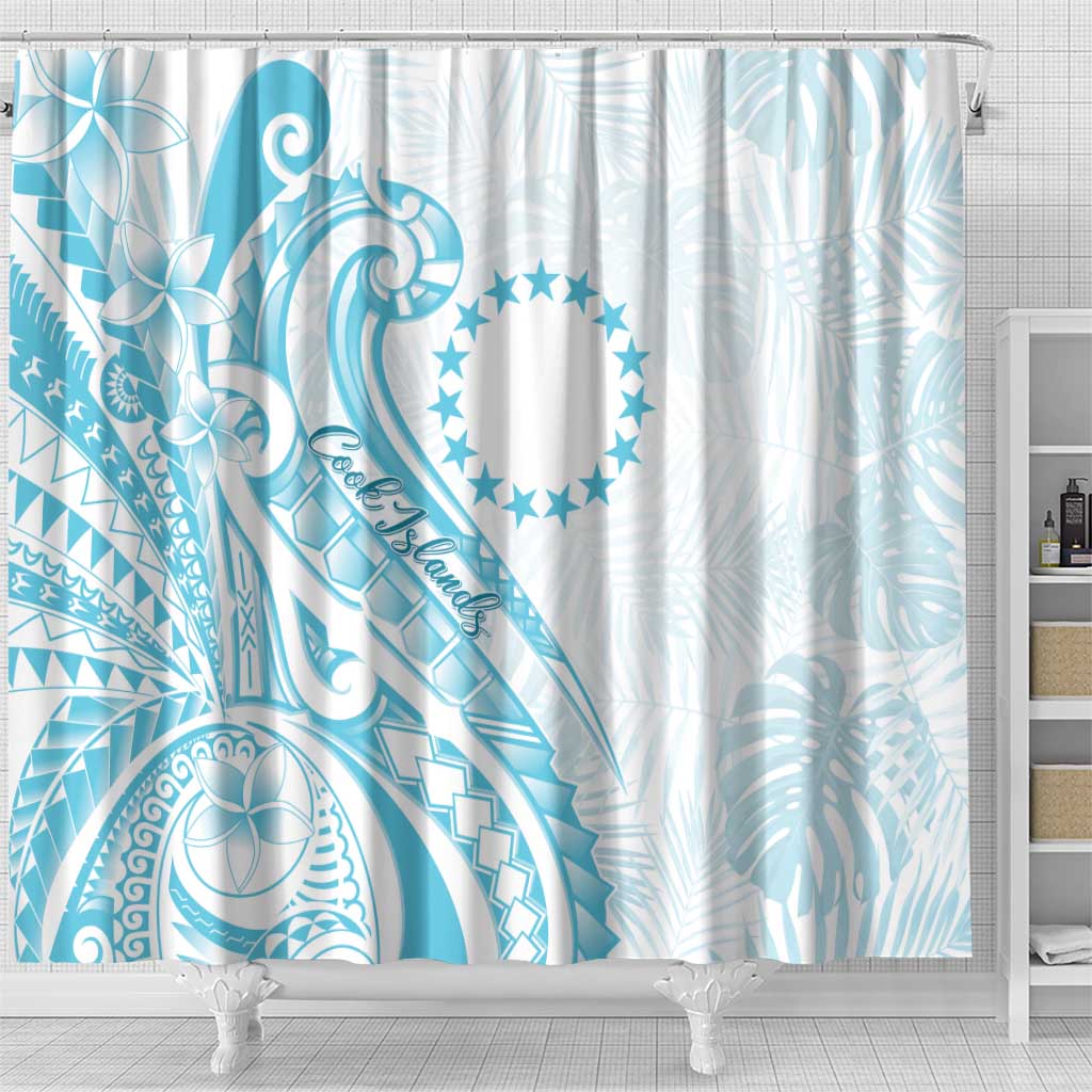 Kia Orana Cook Islands Shower Curtain Moana Plumeria Tropical Waves - Polynesian Pride