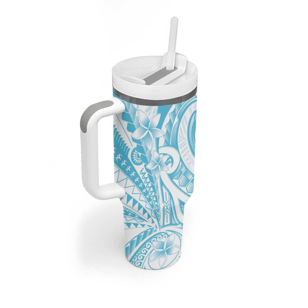 Kia Orana Cook Islands Tumbler With Handle Moana Plumeria Tropical Waves - Polynesian Pride