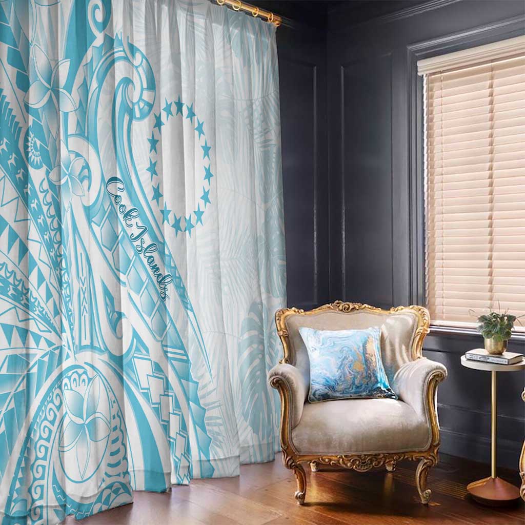 Kia Orana Cook Islands Window Curtain Moana Plumeria Tropical Waves - Polynesian Pride