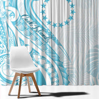 Kia Orana Cook Islands Window Curtain Moana Plumeria Tropical Waves - Polynesian Pride