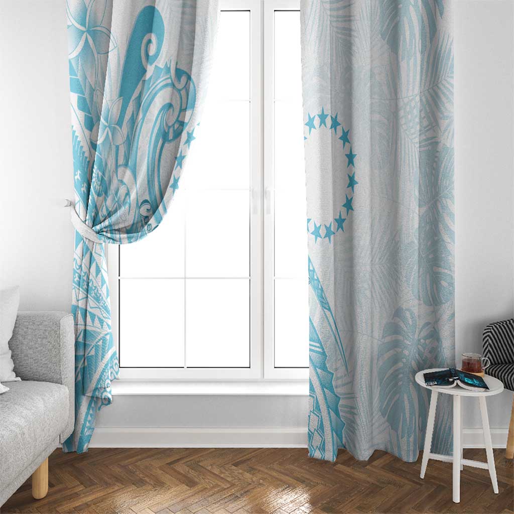 Kia Orana Cook Islands Window Curtain Moana Plumeria Tropical Waves - Polynesian Pride