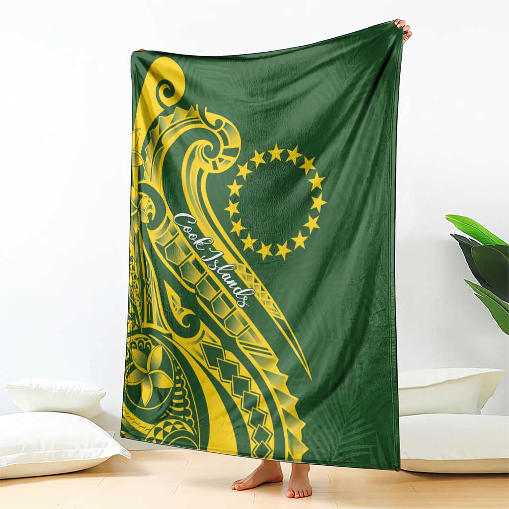 Kia Orana Cook Islands Blanket Plumeria Tropical Waves - Polynesian Pride