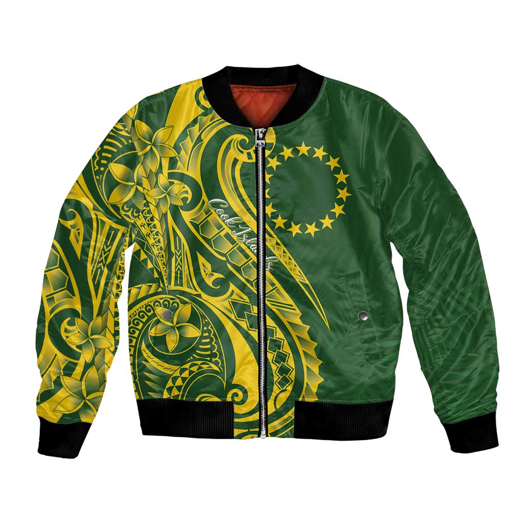 Kia Orana Cook Islands Bomber Jacket Plumeria Tropical Waves - Polynesian Pride