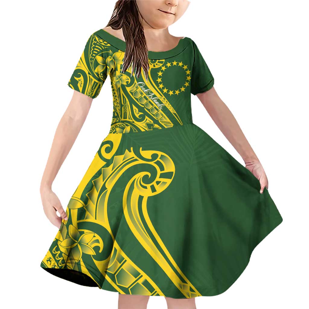 Kia Orana Cook Islands Family Matching Off Shoulder Short Dress and Hawaiian Shirt Plumeria Tropical Waves - Polynesian Pride