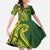 Kia Orana Cook Islands Kid Short Sleeve Dress Plumeria Tropical Waves - Polynesian Pride