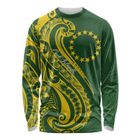 Kia Orana Cook Islands Long Sleeve Shirt Plumeria Tropical Waves - Polynesian Pride