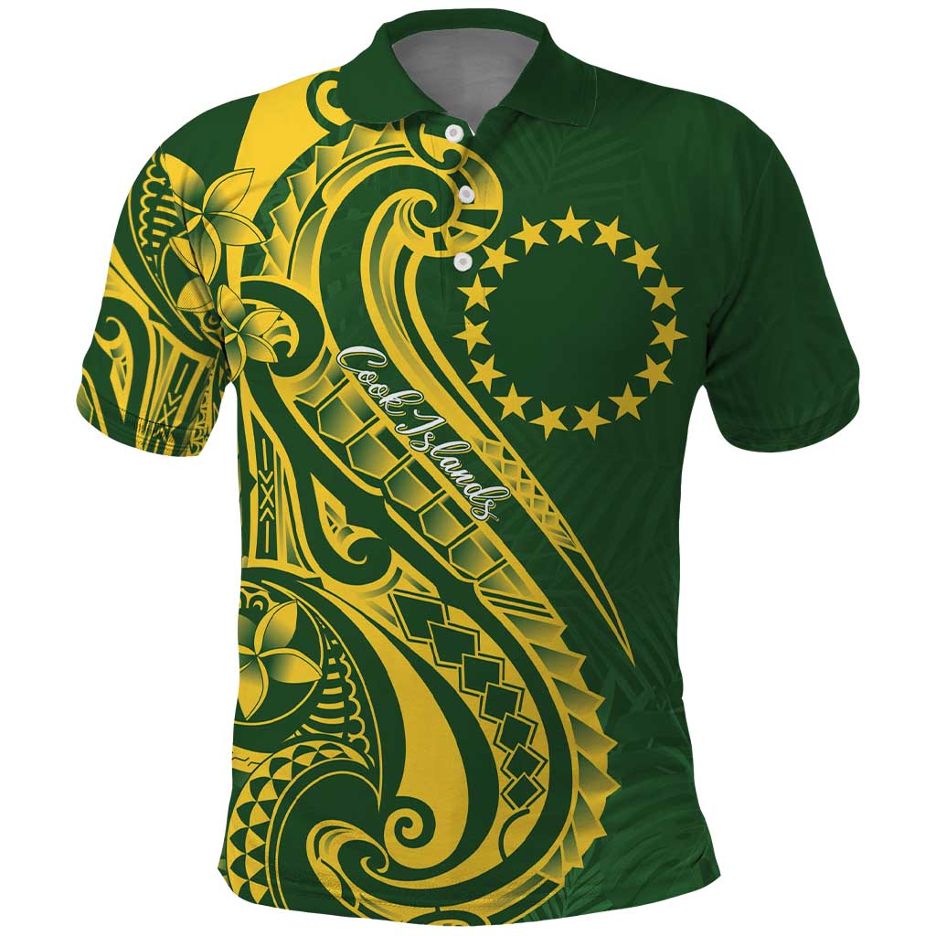 Kia Orana Cook Islands Polo Shirt Plumeria Tropical Waves - Polynesian Pride