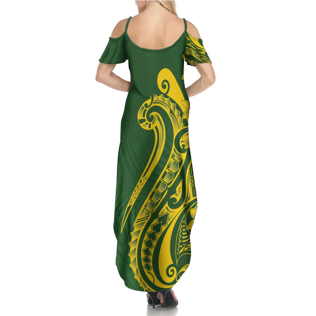Kia Orana Cook Islands Summer Maxi Dress Plumeria Tropical Waves - Polynesian Pride