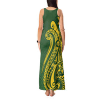 Kia Orana Cook Islands Tank Maxi Dress Plumeria Tropical Waves - Polynesian Pride
