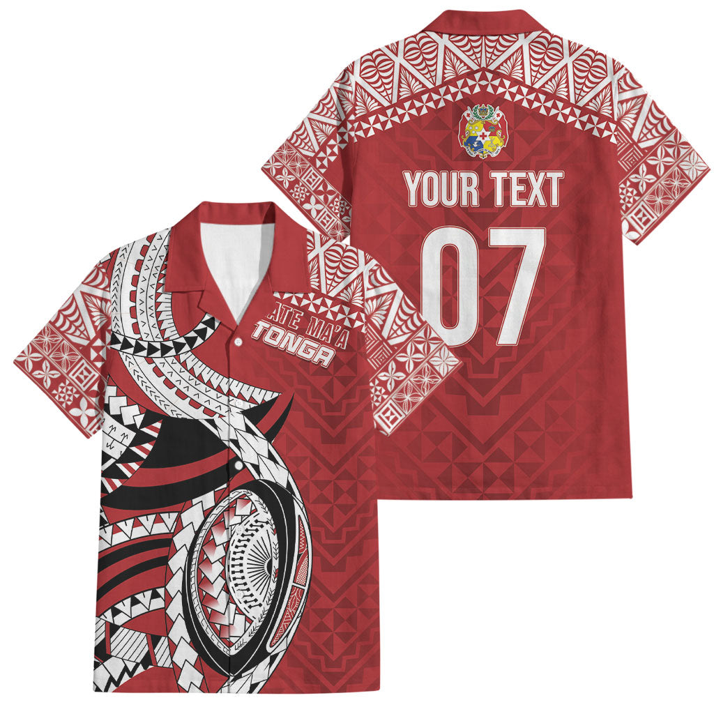 Mate Ma'a Tonga Rugby Custom Kupesi Motifs Family Matching Tank Maxi Dress and Hawaiian Shirt Red Waves