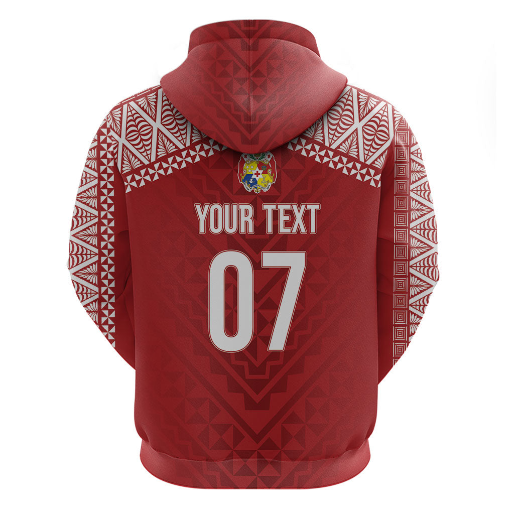 Mate Ma'a Tonga Rugby Custom Kupesi Motifs Hoodie Red Waves