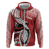 Mate Ma'a Tonga Rugby Custom Kupesi Motifs Hoodie Red Waves
