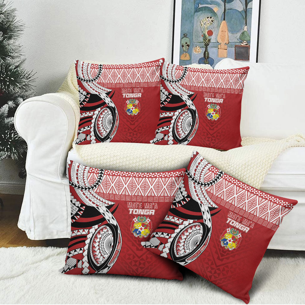 Mate Ma'a Tonga Rugby Kupesi Motifs Pillow Cover Red Waves LT7 - Polynesian Pride
