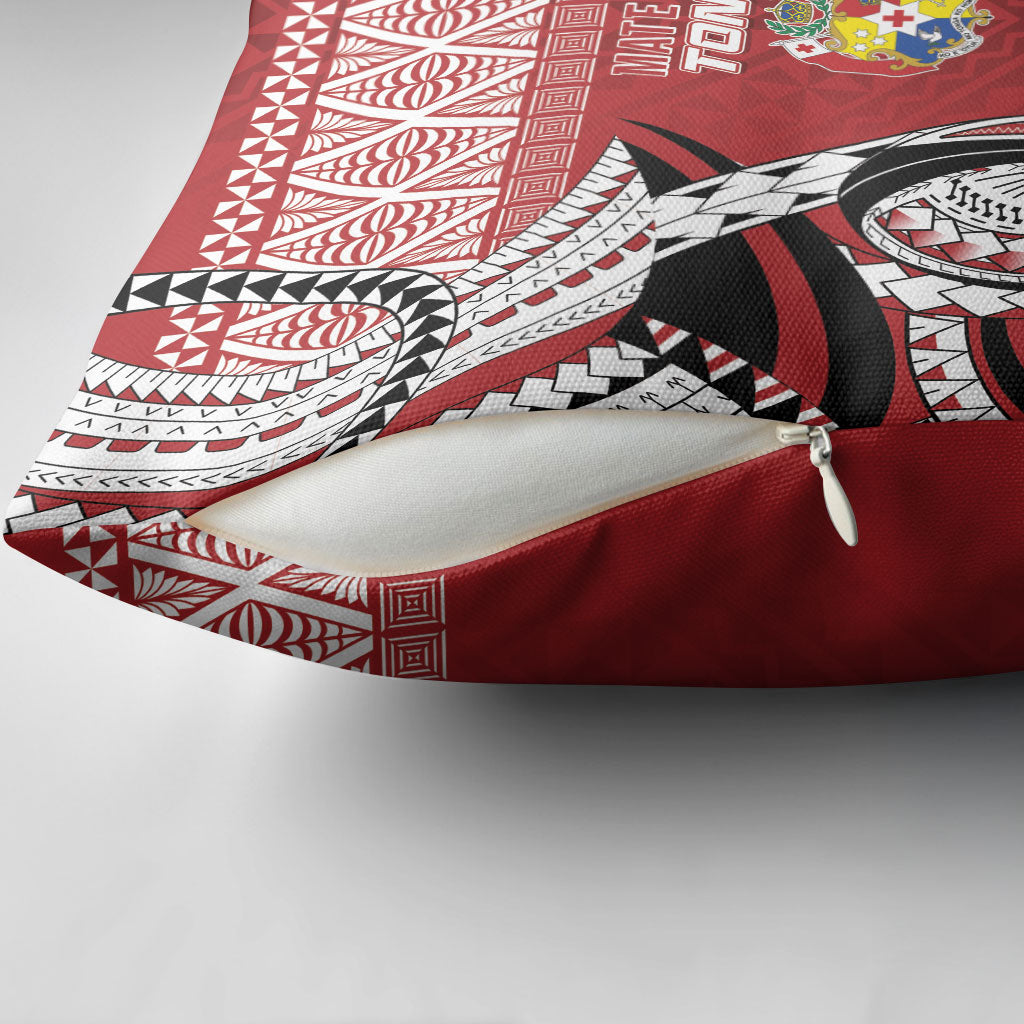 Mate Ma'a Tonga Rugby Kupesi Motifs Pillow Cover Red Waves LT7 - Polynesian Pride
