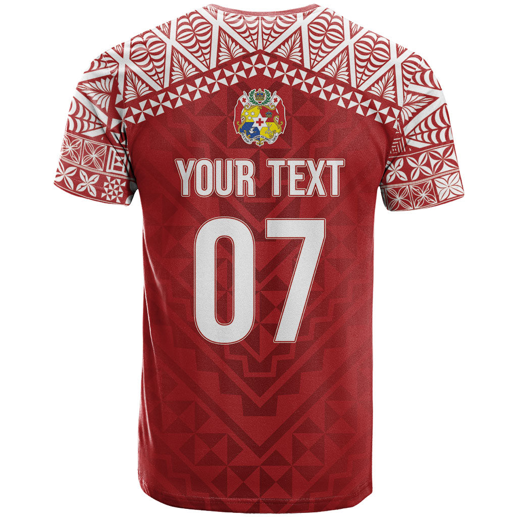 Mate Ma'a Tonga Rugby Custom Kupesi Motifs T Shirt Red Waves LT7 - Polynesian Pride