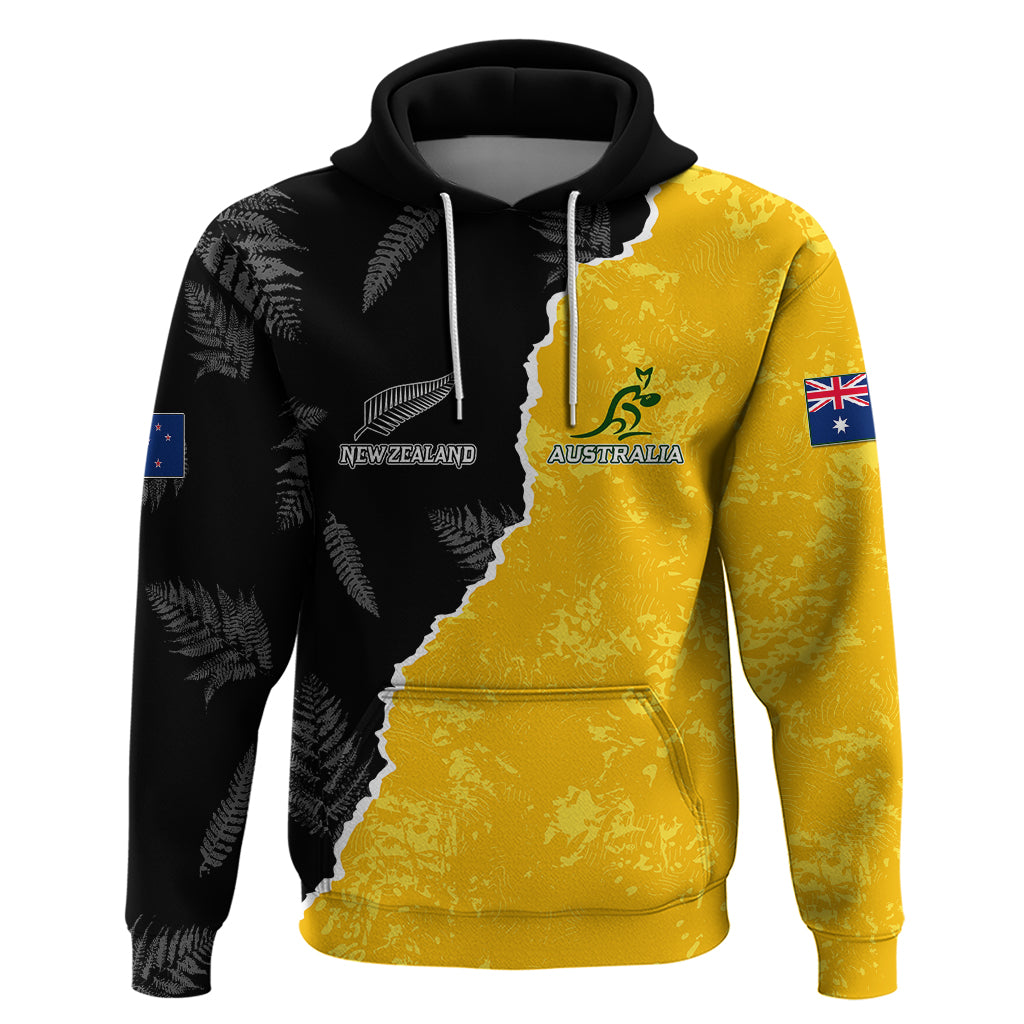 Australia Rugby Mix New Zealands Rugby Hoodie Wallabies Versus Silver Fern Sporty Basic LT7 Pullover Hoodie Art - Polynesian Pride