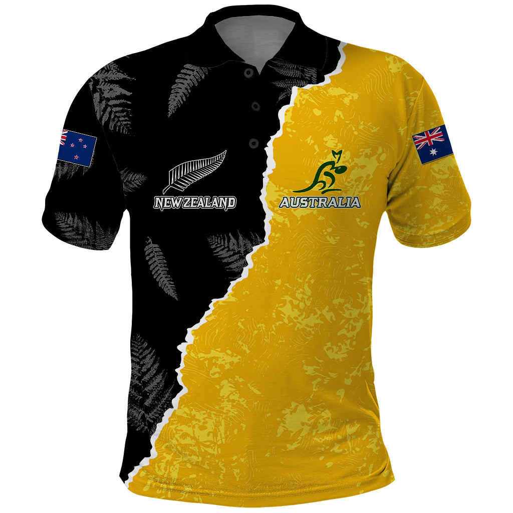 Australia Rugby Mix New Zealand Rugby Polo Shirt - Wallabies Versus Silver Fern Sporty Basic LT7 Art - Polynesian Pride