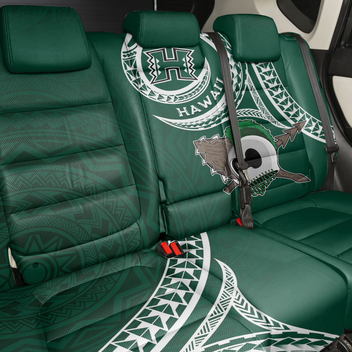 Hawaii Rainbow Warriors Alumni Back Car Seat Cover Ti Maile Lei - Glory For The Warriors