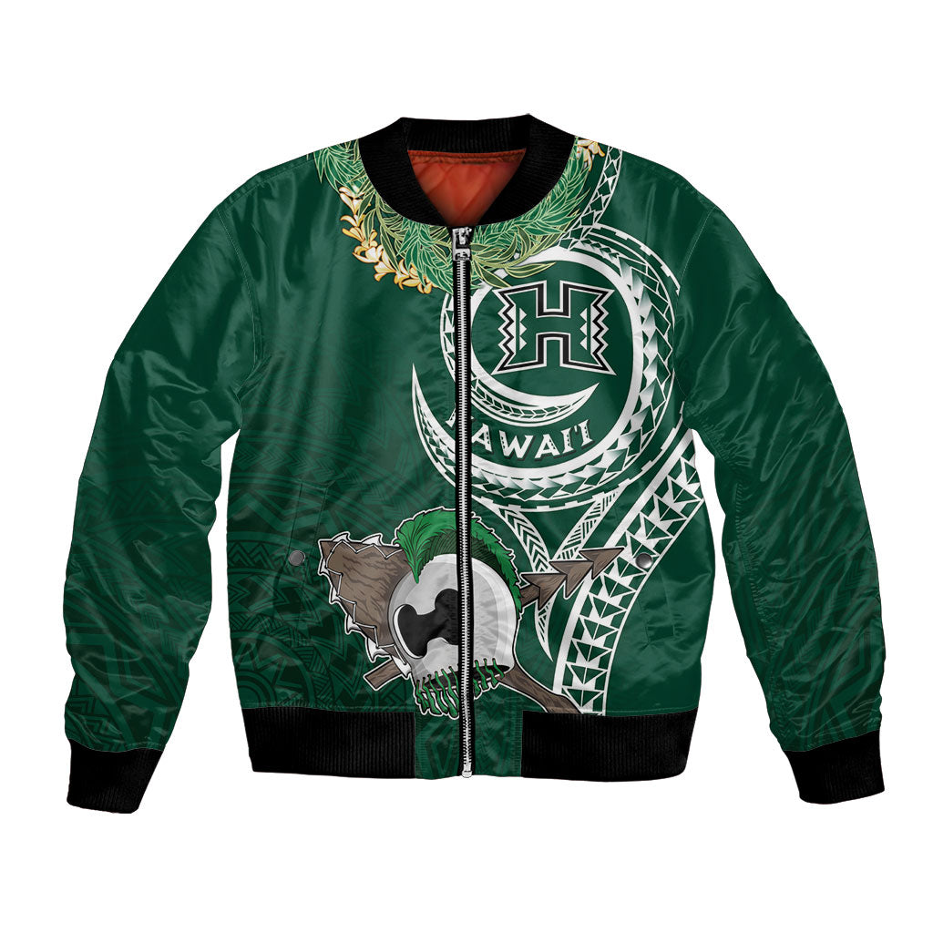 Hawaii Rainbow Warriors Alumni Personalized Bomber Jacket Ti Maile Lei - Glory For The Warriors