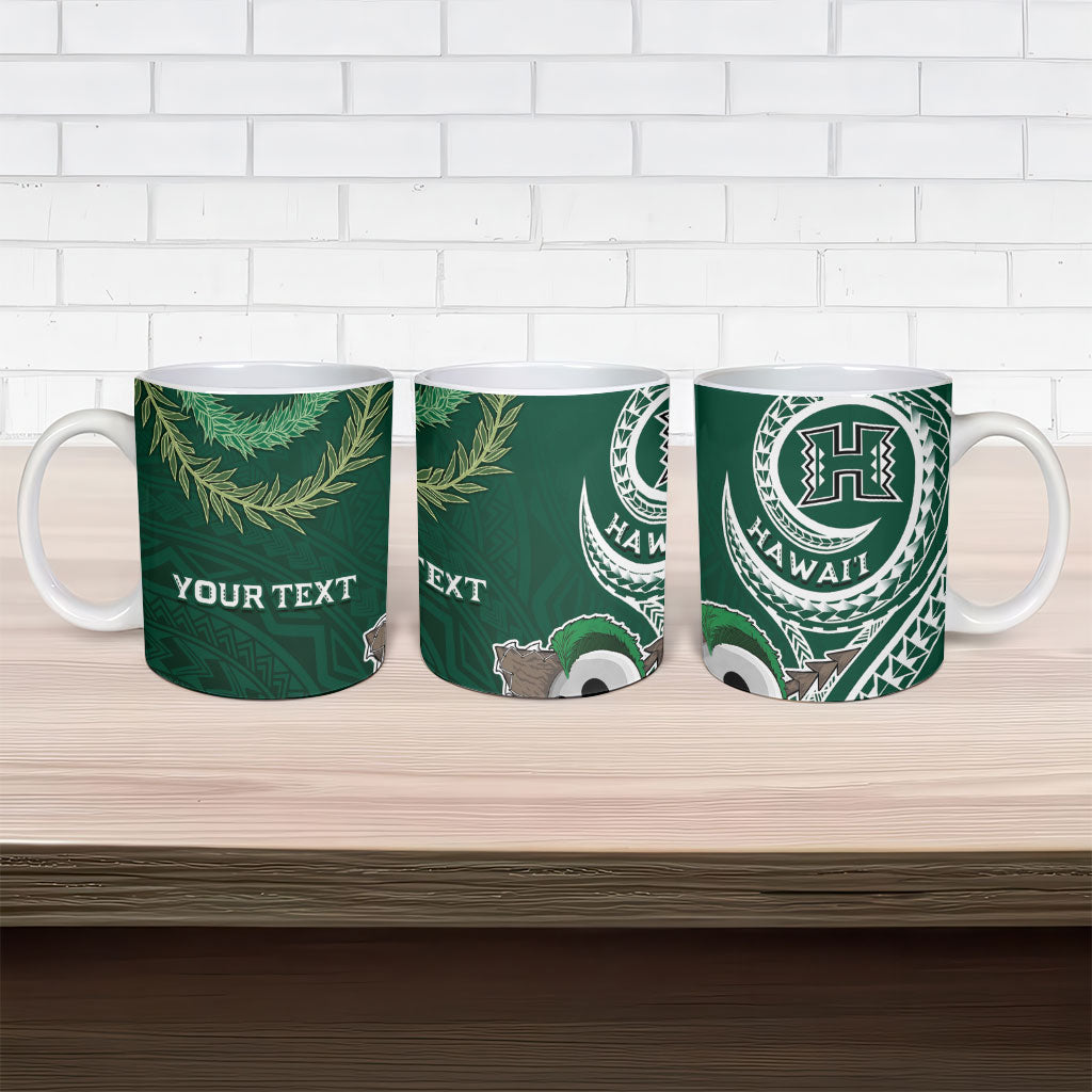 Hawaii Rainbow Warriors Alumni Personalized Ceramic Mug Ti Maile Lei - Glory For The Warriors