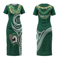 Hawaii Rainbow Warriors Alumni Personalized Couples Matching Short Sleeve Bodycon Dress and Hawaiian Shirt Ti Maile Lei - Glory For The Warriors