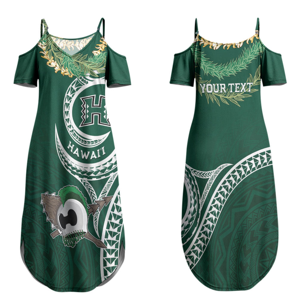 Hawaii Rainbow Warriors Alumni Personalized Couples Matching Summer Maxi Dress and Hawaiian Shirt Ti Maile Lei - Glory For The Warriors